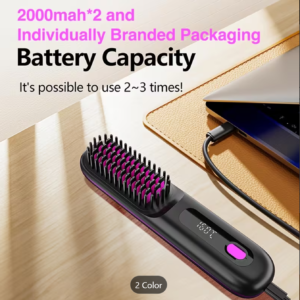 Cordless Hair Straightener Brush, Rapid heating, Hot Comb Hair Straightener for Women