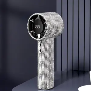 Portable Handheld Fan with Simulated Diamond Sparkle