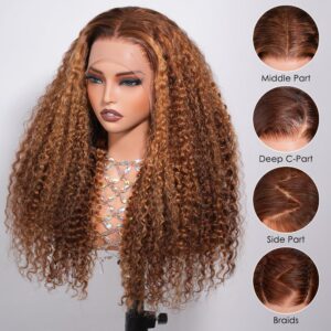 Ombre Deep Curly 13x4 HD Transparent Lace Frontal Wig