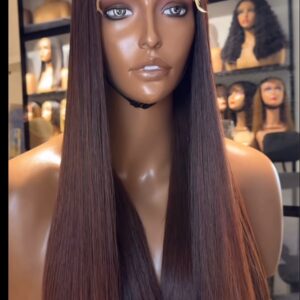 Luxury Chestnut Brown Bone Straight HD Lace Wig